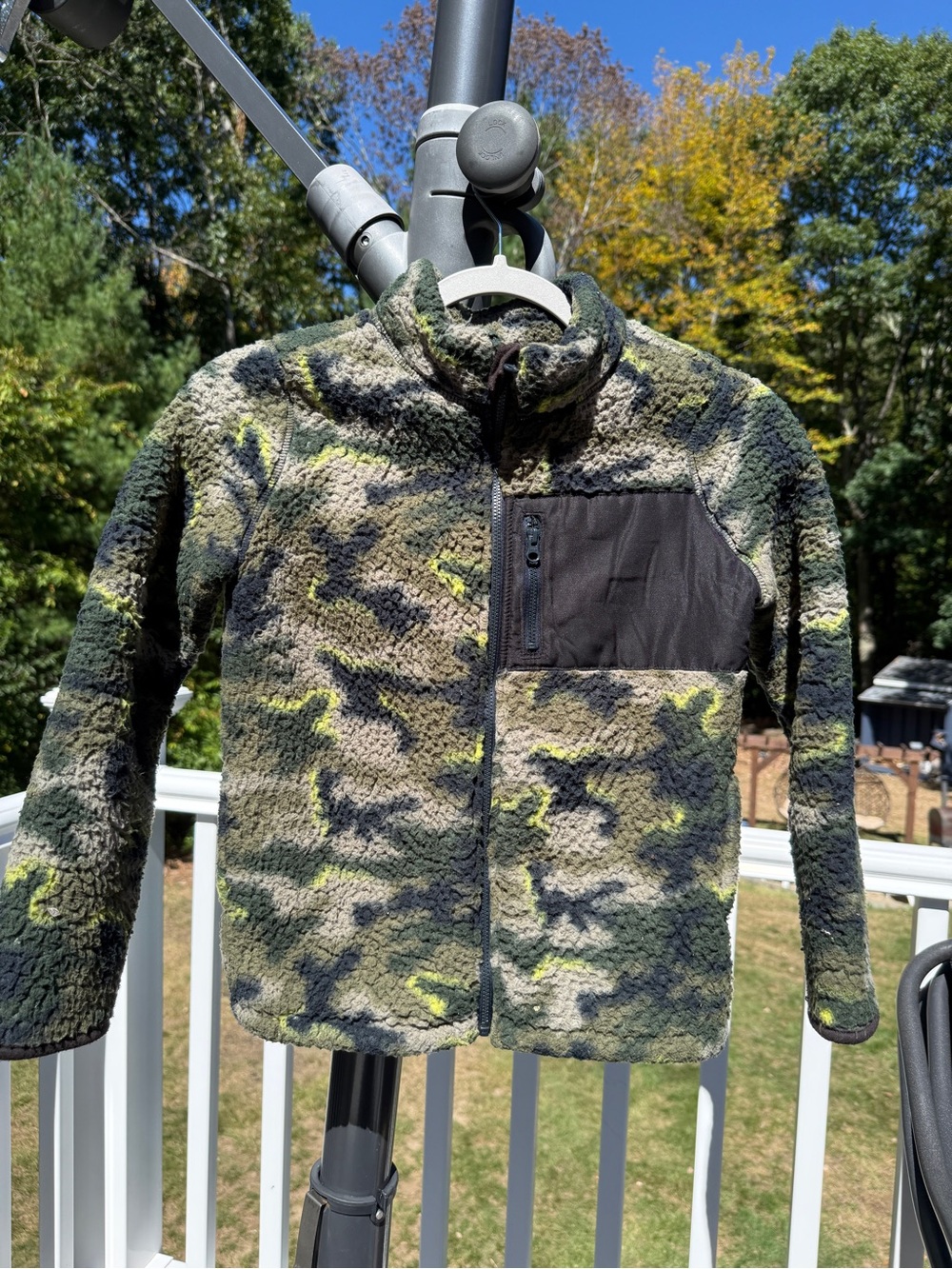 jumping beans Green Camouflage Sherpa Jacket with Black Chest Pocket
